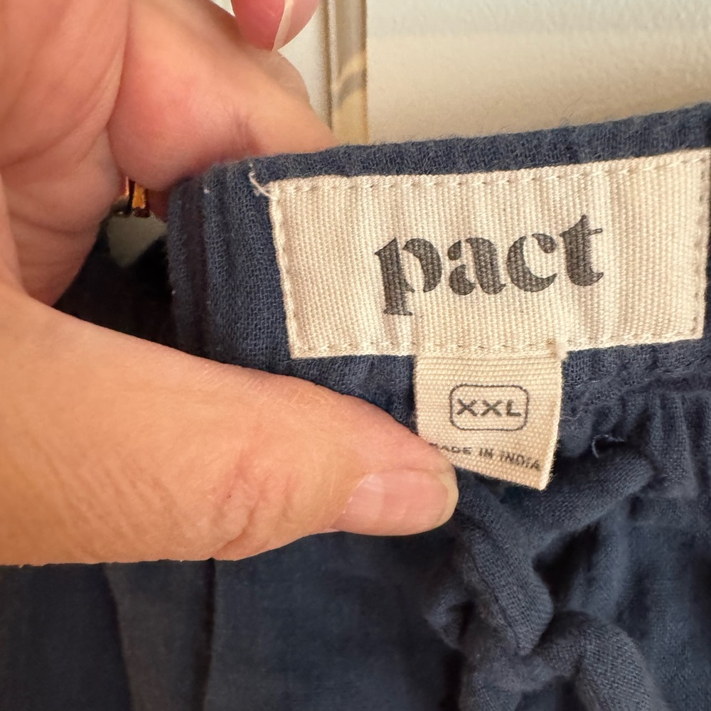 Pact Navy Blue Pants XXL light wt gauze